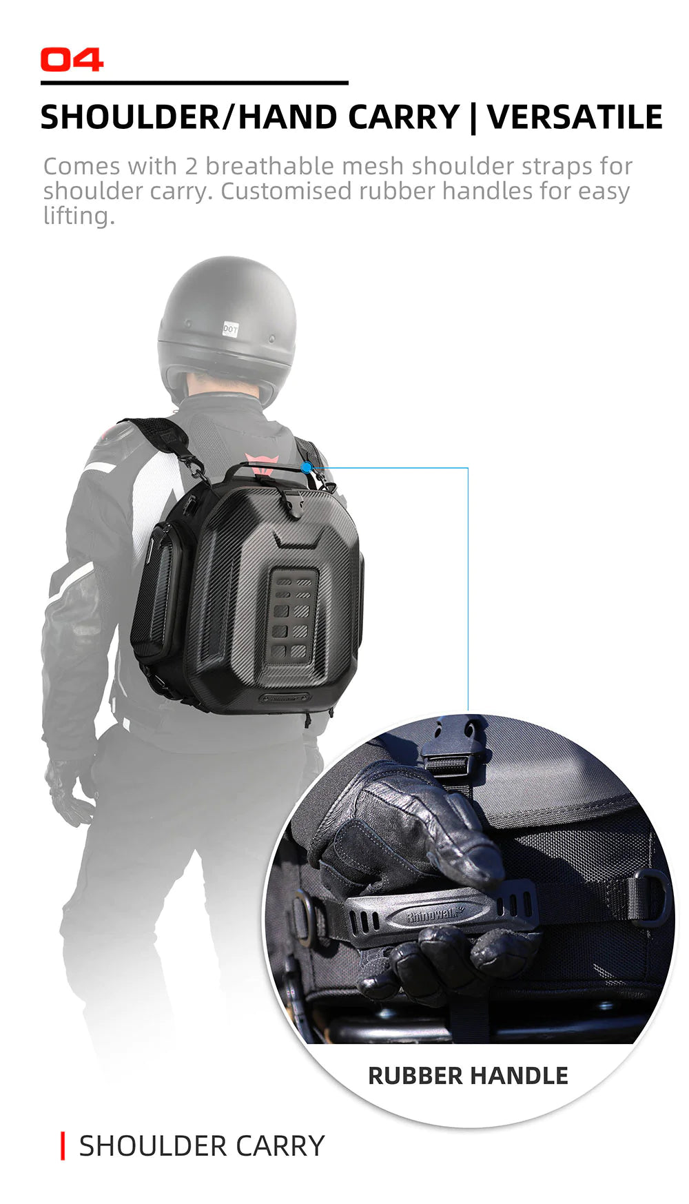 Rhinowalk Hard Shell Tail Bag for Expandable 23L-35L Motorcycle Saddle Tail Seat Bags for Motorbike Luggage Accessory (MT2335)
